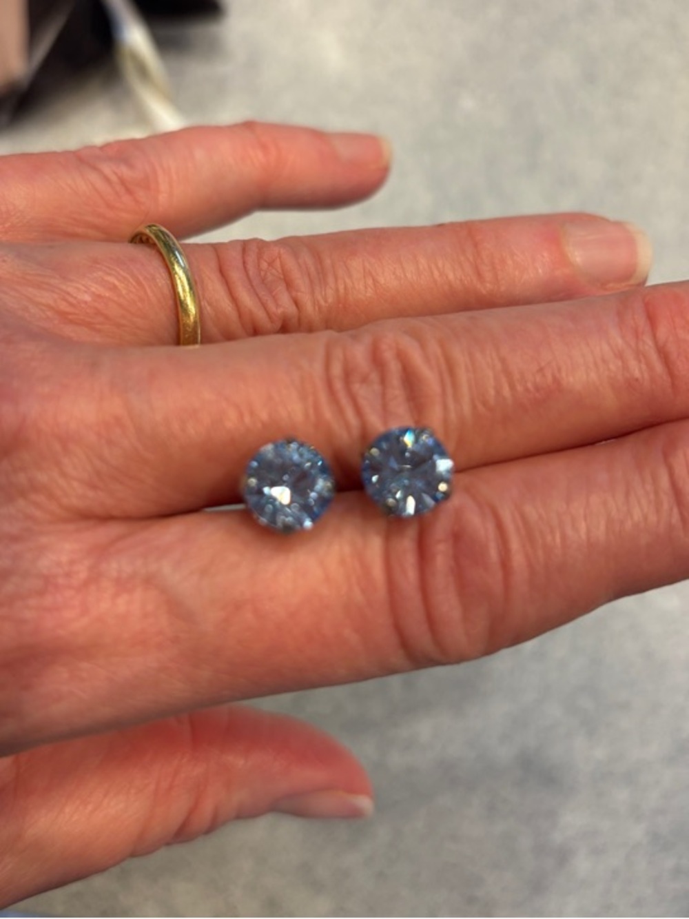 Sabika Sky Blue Faceted Round Stud Earrings